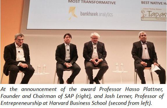 Bankhawk Winner of SAP ® Startup Focus Award in the Category “Most Transformative” at SAPPHIRE ® NOW